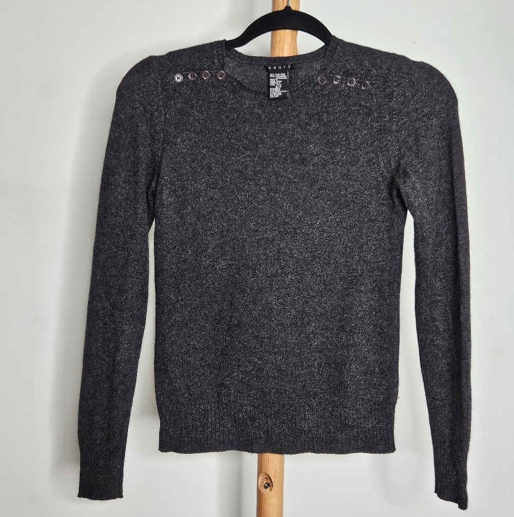 Theory Cashmere Silk Sweater Gray S/P Small Petite